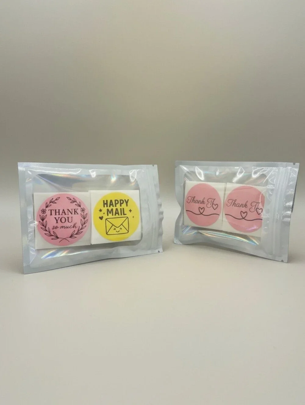 200 Thank You Fragile Packaging Sticker Bundle 2 Inch Round Pink/White Easy Peel